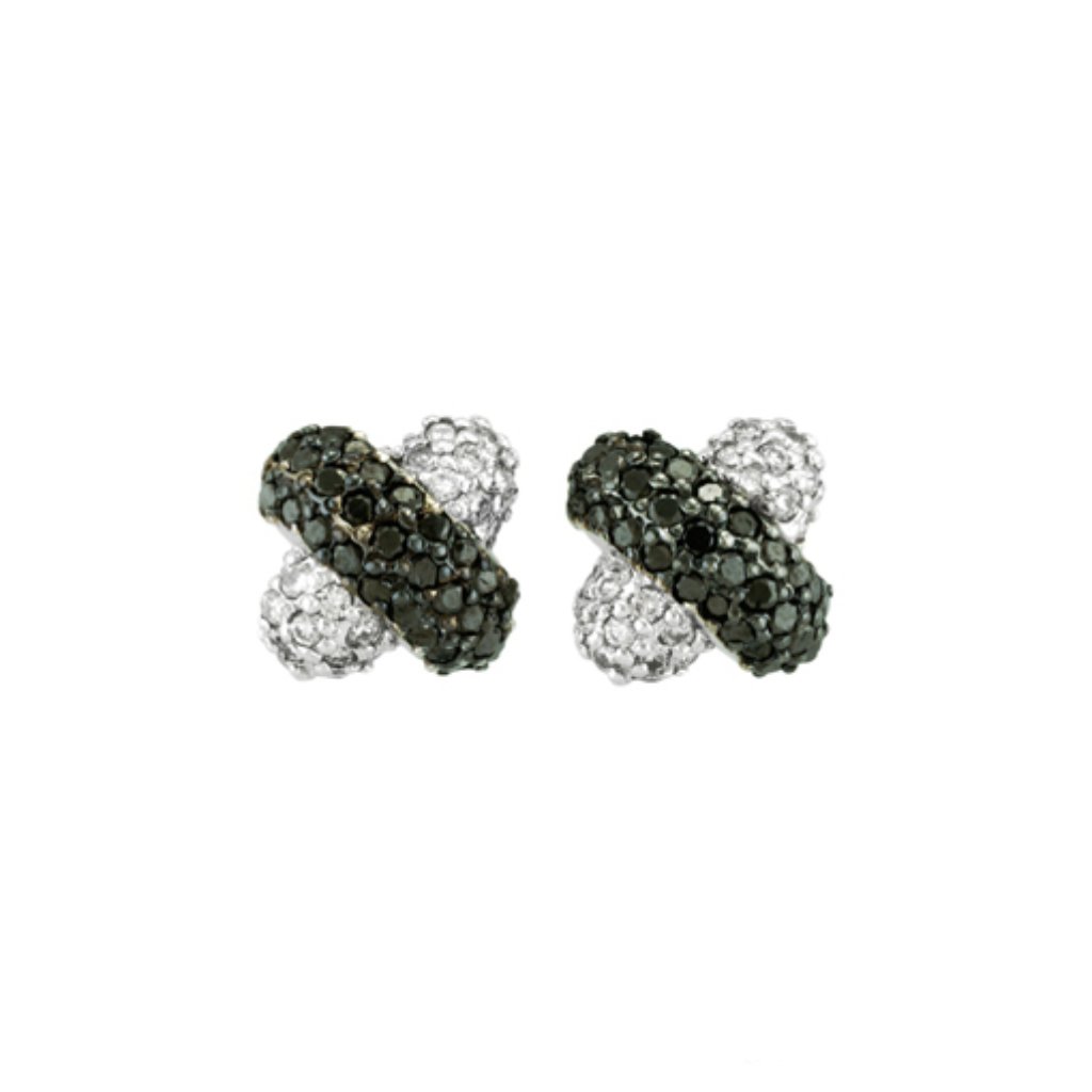 214 Ct Black White Diamond X Earrings 14k White Gold 1450$